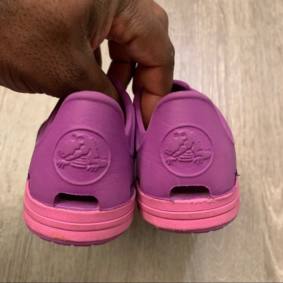 Crocs Bump It Slip On Purple/Pink Water Shoes w/ Jibbitz Toddler Girls Size 10C - Picture 7 of 8